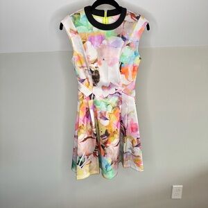 Ted Baker London Jeneyy Electric Daydream Dress Floral Sleeveless Mini Size 4